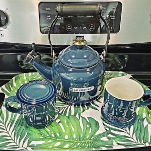 Le Creuset Demi 1.25-Qt. Chambray Blue Stovetop Whistling Tea