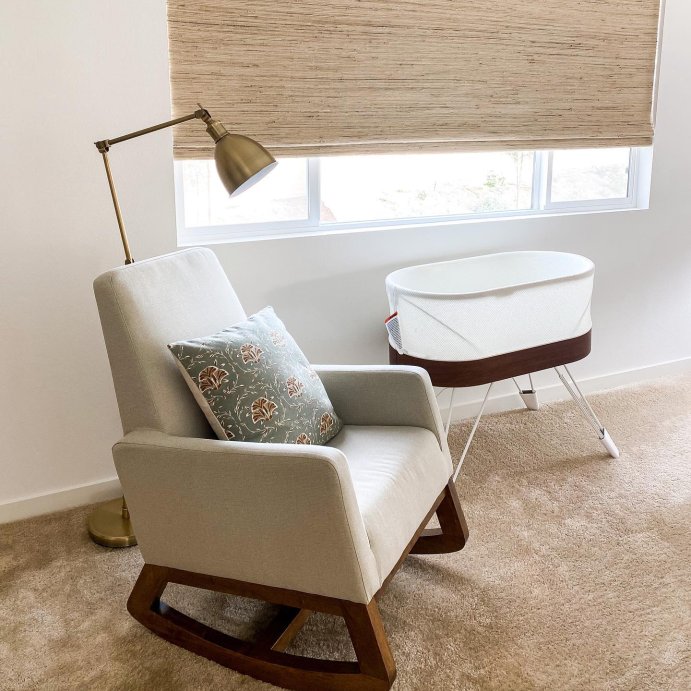 user image by @stylemedarling, Yashiya Mid - Century Retro Modern Fabric Upholstered Rocking Chair - Baxton Studio
