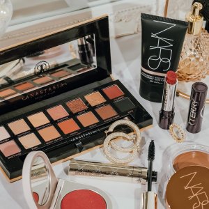 @spacenk&rsquo;s instagram photo of Nars Pure Radiant Tinted Moisturizer,Anastasia Beverly Hills Soft Glam Eyeshadow Palette,By Terry Mascara Terrybly,Nars Laguna Bronzing Cream,Rose Inc Blush Divine Radiant Lip & Cheek Colour,By Terry Hyaluronic Hydra-Balm