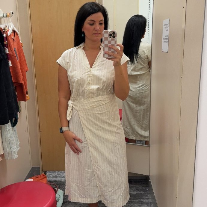 user image by @the.melanie.edit, Women's Short Sleeve Wrap Waist Midi Shirtdress - Universal Thread™