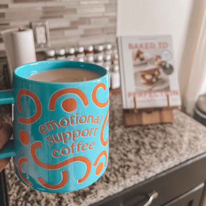 user image by @thewomanspark, 16oz Stoneware Emotional Support Coffee Mug Blue - Room Essentials&#8482;: Microwave &#38; Dishwasher Safe Drinkware