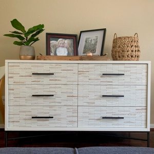 Wood Tiled 6 Drawer Dresser 54