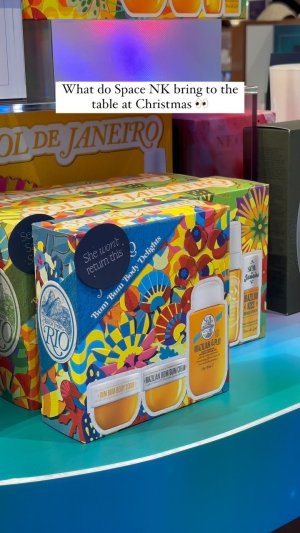 @spacenk’s instagram video of Sol de Janeiro Bum Bum Body Delights,Space NK Shimmering Spice Candle,Space NK Mini Travel Bag,Charlotte Tilbury Rocket Make Up Bag,VIEVE Treasure Tin - Cherub,KOSAS The Wet Set: Undressed Duo,Neom Choose Sleep