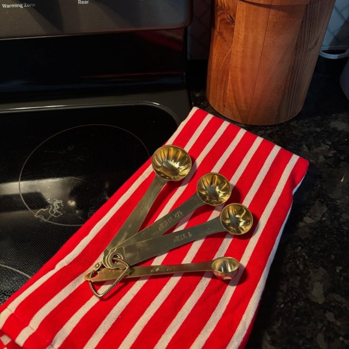 user image by @raesravereviews, 4pc Stainless Steel Measuring Spoons Vintage Brass Finish - Hearth &#38; Hand&#8482; with Magnolia