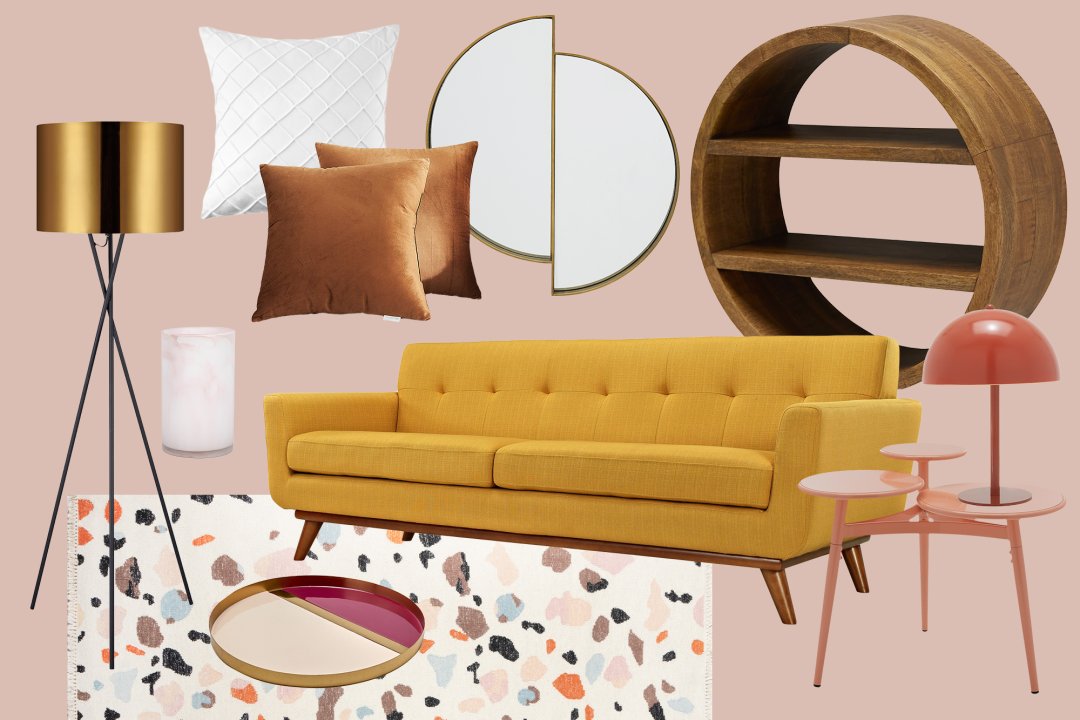 Mid century deals glam living room