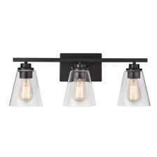 Shop CANVAS Venlaw 3-Light Vanity Light Fixture w/ Clear Glass Shade, Matte Black and more