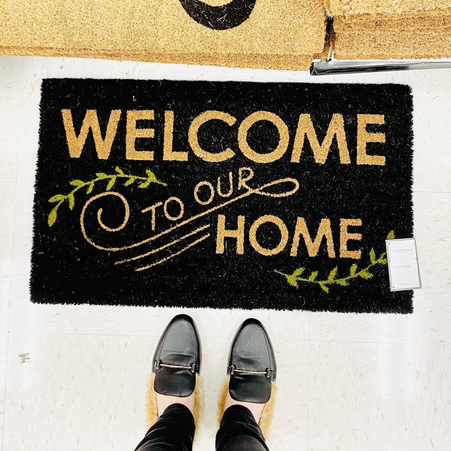 user image by @lbrainheart, 1&#39;6&#34;x2&#39;6&#34;/18&#34;x30&#34; Welcome to our Home Doormat Black - Threshold&#8482;: Outdoor Coir &#38; Latex Front Mat, Traditional Style