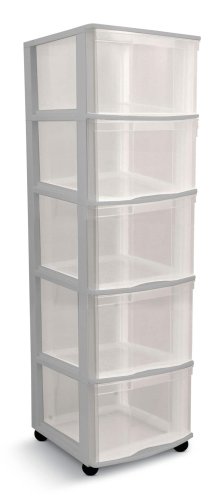 Shop type A Deep Clear Grey Frame 5-Drawer Storage Tower/Cart with Wheels, 39-in and more
