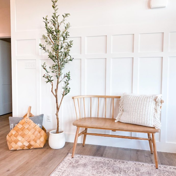 user image by @the_arlen_house, Shaker Wooden Dining Bench with Curved Back - Hearth & Hand™ with Magnolia