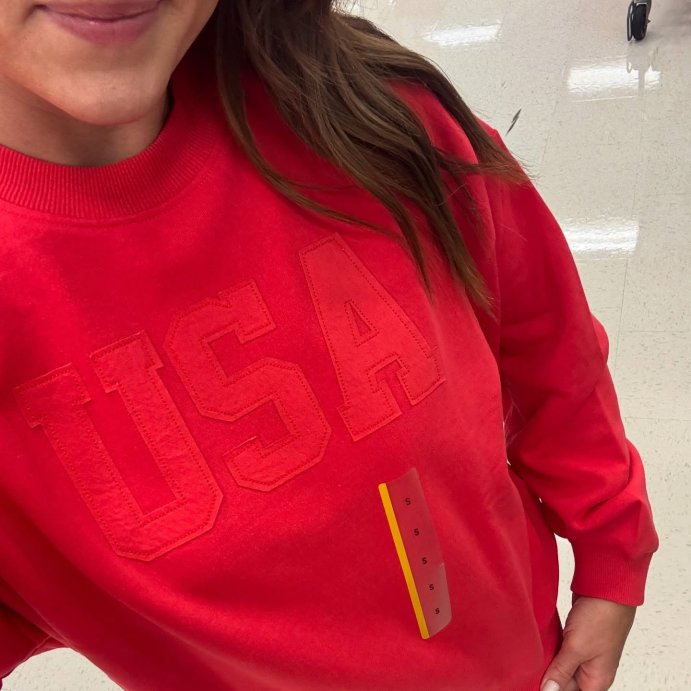 user image by @momanddealfinder, Women's USA Graphic Sweatshirt - Red