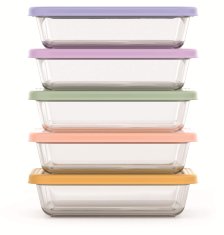 Shop Contenants pour aliments préparation de repas en verre ello Everyday avec couvercles à ajustement pressé, multicolore, paq. 10 and more