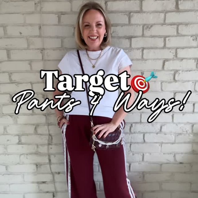 user image by @shortgirlbigmood, Women's Side Striped Graphic Pull-On Pants - Burgundy