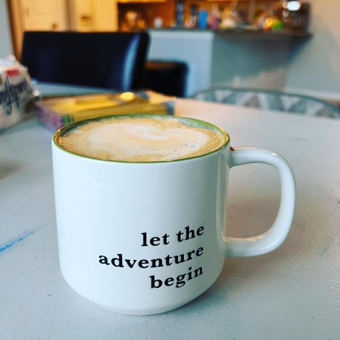 user image by @madebyvan, 16oz Stoneware Let the Adventure Begin Mug Moss - Threshold&#8482;: Traditional Dark Green Coffee Mug, Dishwasher &#38; Microwave Safe