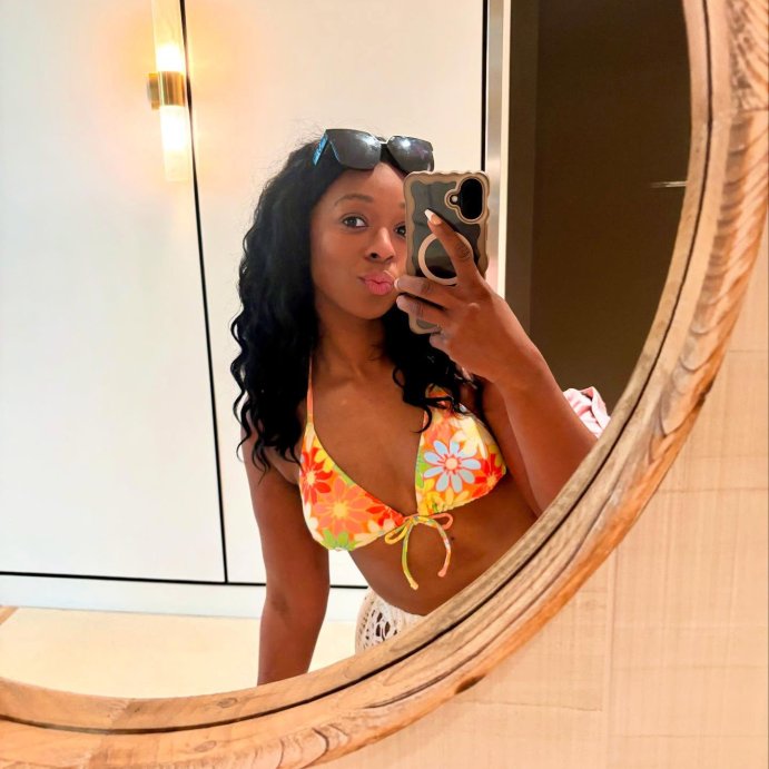 user image by @lovetaylor.co, Women's Bow Front Triangle Bikini Top - Wild Fable™