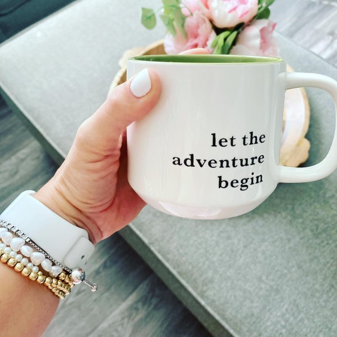 user image by @trishhaberrealestate, 16oz Stoneware Let the Adventure Begin Mug Moss - Threshold&#8482;: Traditional Dark Green Coffee Mug, Dishwasher &#38; Microwave Safe