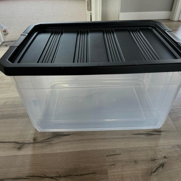 user image by @sanali16, 200qt Heavy Duty Latching Clear Storage Box - Brightroom&#8482;: Portable Black Utility Bin with Lid, 200qt Capacity