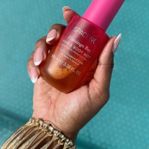 @spacenk&rsquo;s instagram video of Space NK Flamingo Bay Hair & Body Mist