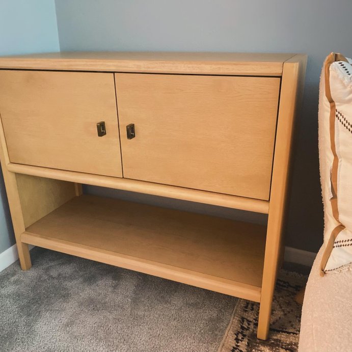 user image by @thesunrisecrew_, Sandpoint 2 Door Cabinet Natural - Threshold&#8482; designed with Studio McGee: Brass-Finish Handles, Wood Frame