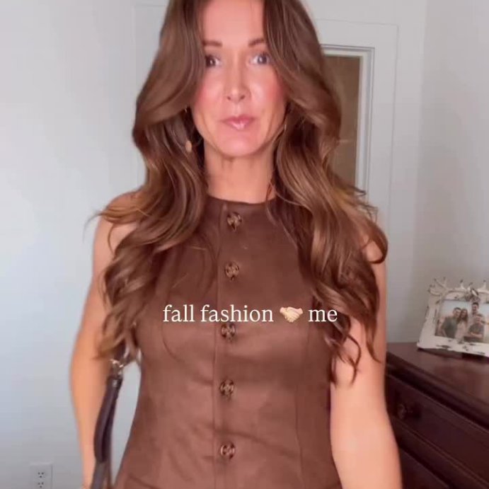 user image by @jessicancox, Women's Faux Suede Button-Front Mini A-Line Dress - Wild Fable™ Brown