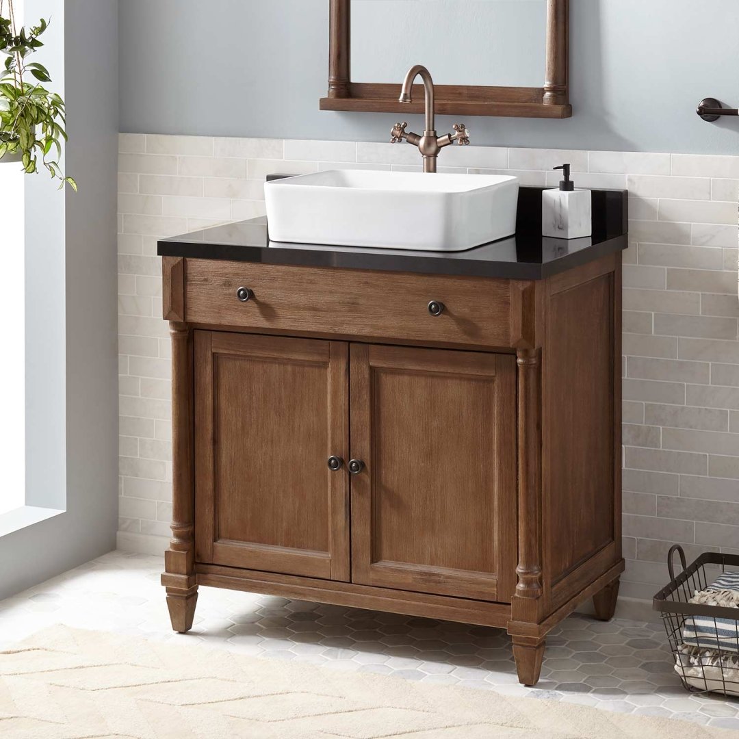 36 Neeson Vessel Sink Vanity Rustic Brown Bathroom 36 Neeson Vessel Sink Vanity Rustic