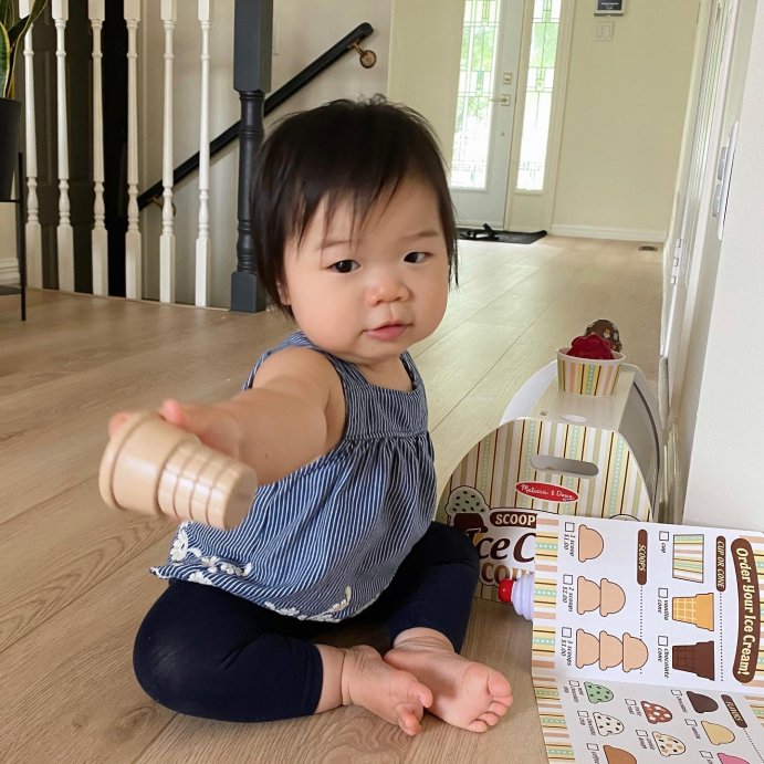 user image by @amydtran, Melissa &#38; Doug Wooden Scoop and Serve Ice Cream Counter With Play Food and Accessories - 28pc
