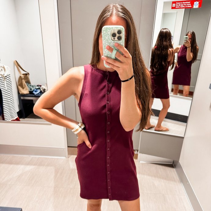 user image by @stylewithmechristamarie, Women's Button-Front Ribbed Mini Skater Dress - Wild Fable™