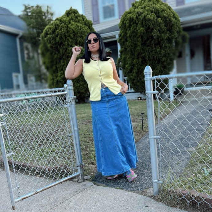 user image by @morenitad__, Women's Denim Circle Maxi Skirt - Universal Thread™ Medium Wash