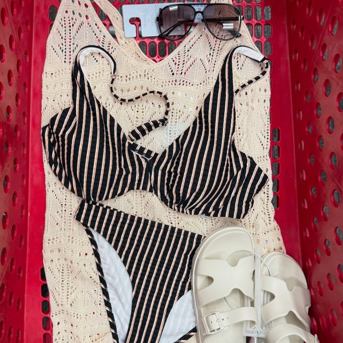 user image by @twotargetmoms, Women's Short Tank Crochet Swim Cover Up Dress - Shade & Shore™ Beige