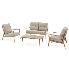 Shop CANVAS Elmvale Outdoor Patio Conversation Set with Tufted Cushions, Tan, 4-pc and more