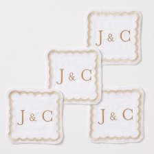 Shop Bespoke Embroidered Coasters, Set of 4, Scalloped, Taupe and more Shop Bespoke Embroidered Coasters, Set of 4, Scalloped, Taupe and more