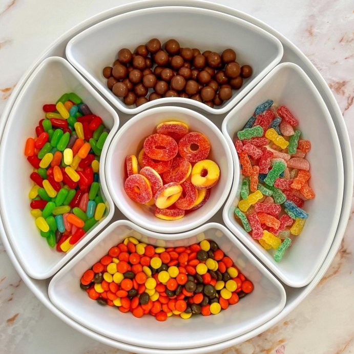 user image by @casually.candis, 6pc Melamine 5-Section Serving Platter White - Threshold&#8482;: Divided Tray, Veggie &#38; Serving Dish, Dishwasher Safe