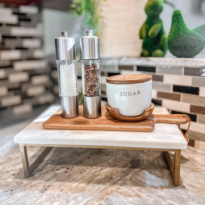 user image by @keepingupwithtarget, 13.4&#34; x 8.4&#34; x 4.1&#34; Marble Serving Stand Gold - Threshold&#8482;