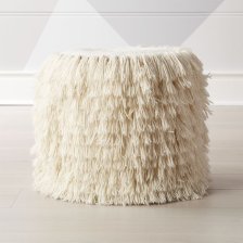 Shop White Shag Pouf and more