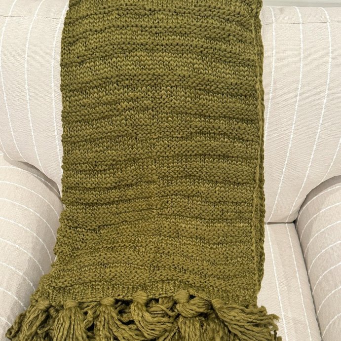 user image by @liz957, Raised Striped Chunky Knit Throw Blanket Green - Threshold&#8482; designed with Studio McGee: Midweight, Tasseled, Machine Washable