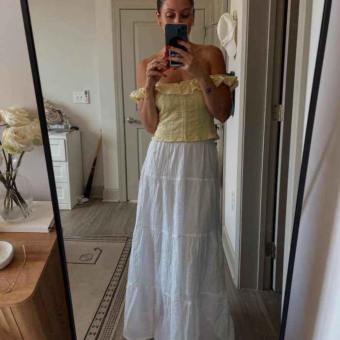 user image by @bendy.buddha, Women's Crinkle Gauze Pull-On Maxi Skirt - Universal Thread™ White