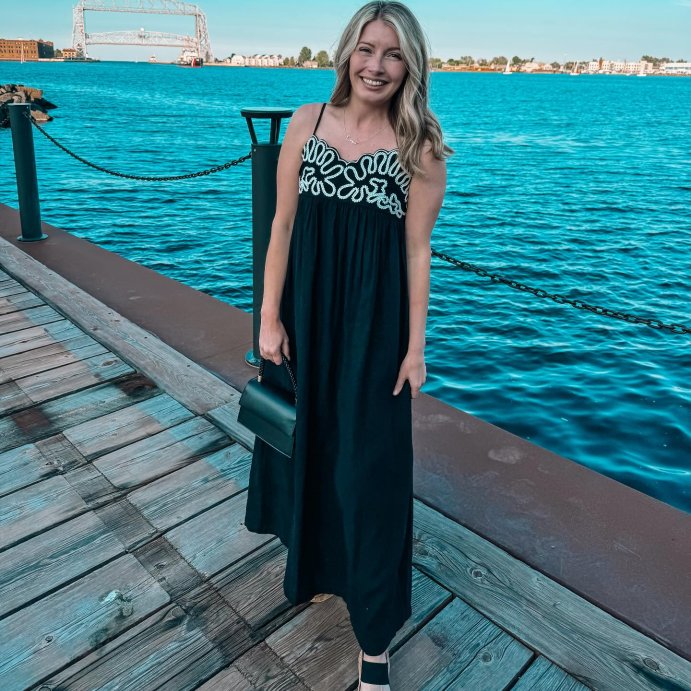 user image by @fashionablylindsey, Women's Crewel Maxi A-Line Dress - A New Day™ Black