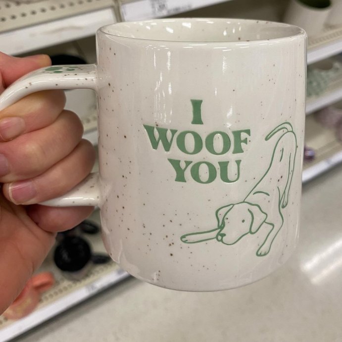 user image by @muglife.crisis, 16oz Stoneware I Woof You Mug White - Room Essentials&#8482;: Coffee Mug, Microwave &#38; Dishwasher Safe, Dorm Room Essential