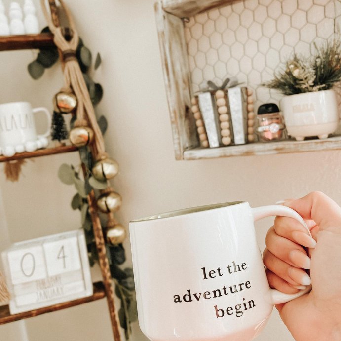 user image by @heartovermind, 16oz Stoneware Let the Adventure Begin Mug Moss - Threshold&#8482;: Traditional Dark Green Coffee Mug, Dishwasher &#38; Microwave Safe