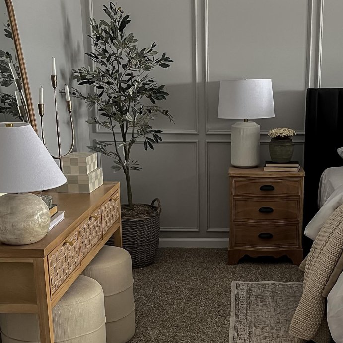 user image by @loganmmaggio, Medium Faux Wood Table Lamp Brown - Threshold™ designed with Studio McGee