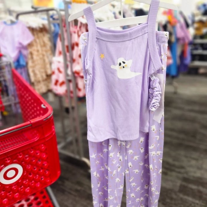 user image by @ohtarget, Girls' Halloween Ghost Tank Top and Pants Pajama Set - Purple