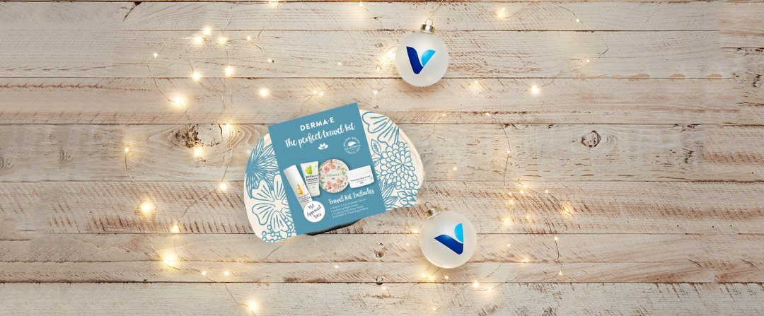Shop Derma E The Perfect Travel Kit - Includes Vitamin C Serum, Detox Scrub & Night Cream plus Bag & Mirror (5 Piece Kit) and more