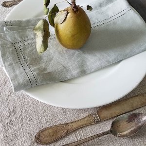 Goroly Home Linen Napkins,Flax Linen Napkins, Hemstitched Linen Napkins,Cloth Napkins,Dinner Napkins Cloth,Cloth Napkins Set of 12,Linen Nap