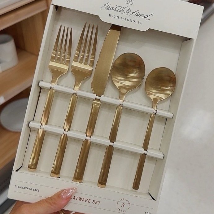 user image by @maeg_thompson, Stainless Steel Flatware Set Gold - Hearth & Hand™ with Magnolia