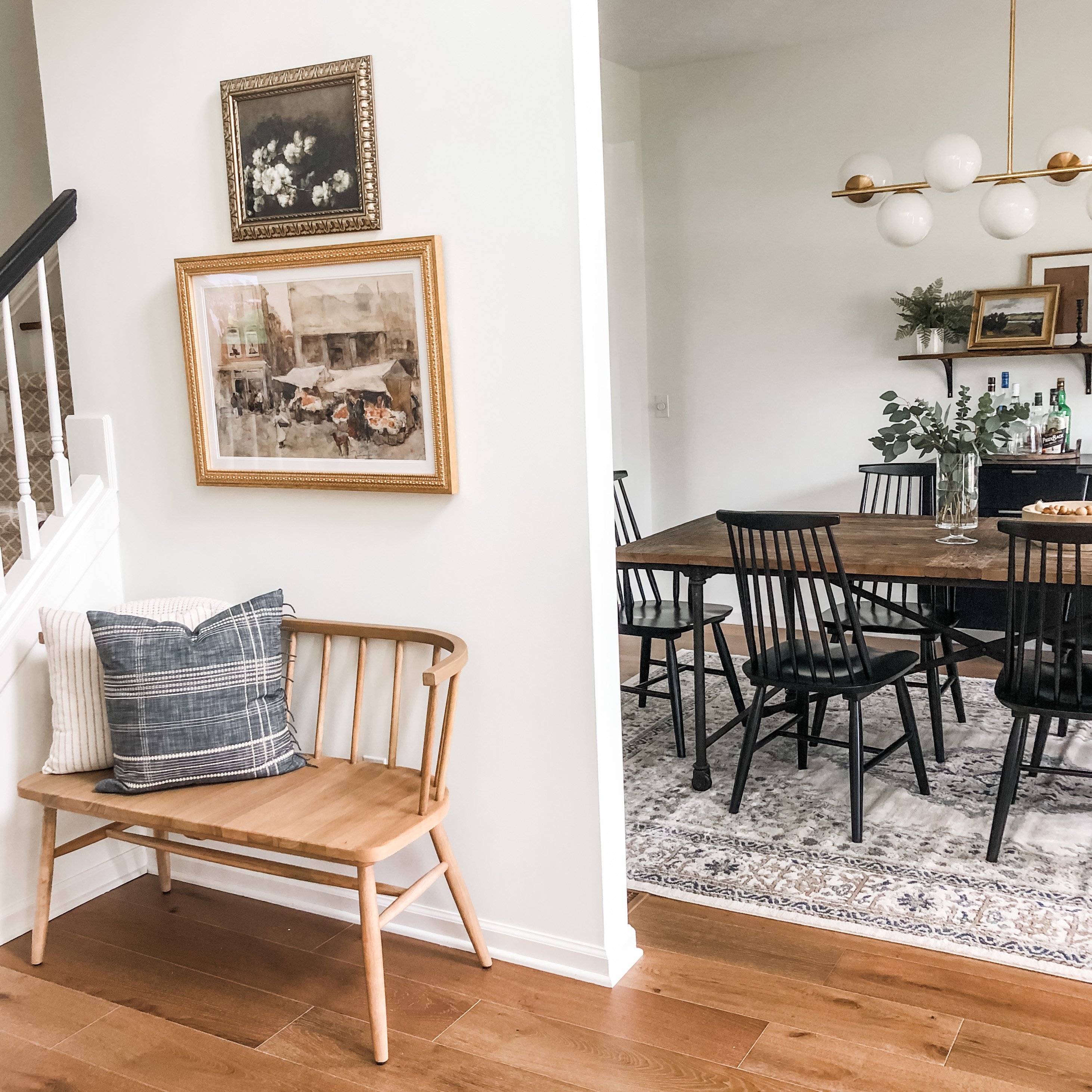 user image by homeonharbor, Shaker Wooden Dining Bench with Curved Back - Hearth & Hand™ with Magnolia