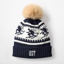 Shop Adult Faux Fur Pom Pom Hat, Vintage Skiers Navy and more