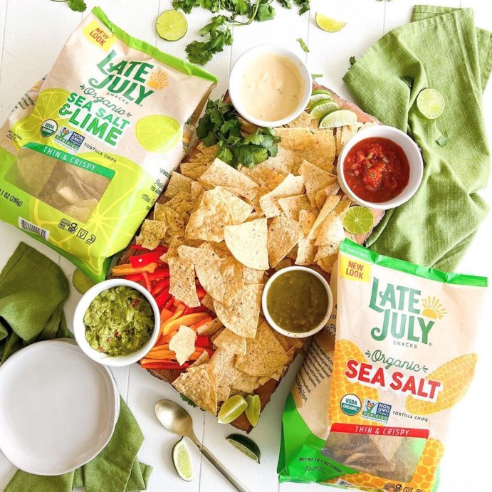 user image by @latejulyorganic, Late July Snacks Thin and Crispy Organic Tortilla Chips with Sea Salt and Lime - 10.1oz