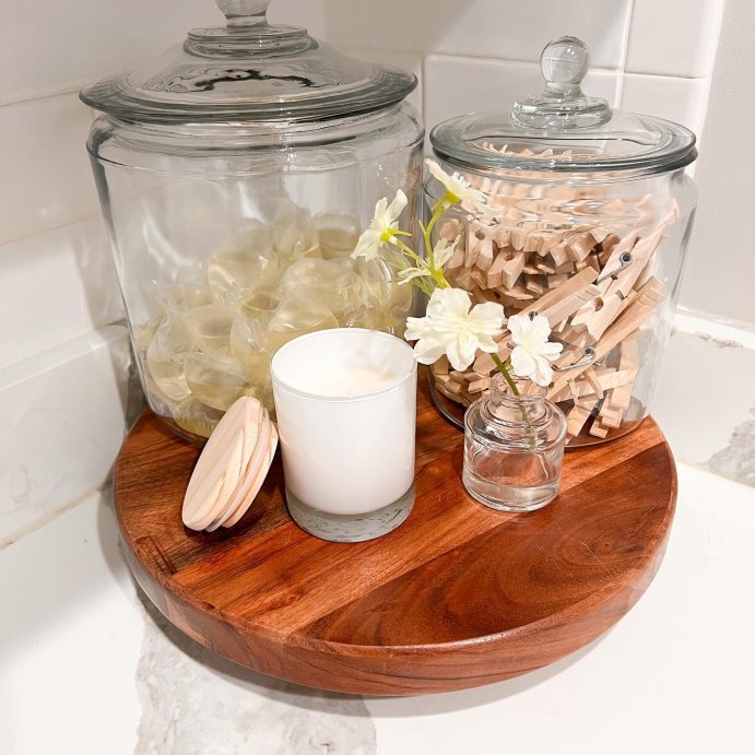 user image by @littlehomeonarbor, Round Footed Wood Serving Stand - Hearth & Hand™ with Magnolia