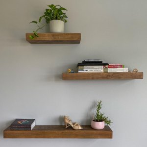 Reclaimed Solid Pine Floating Wall Shelves