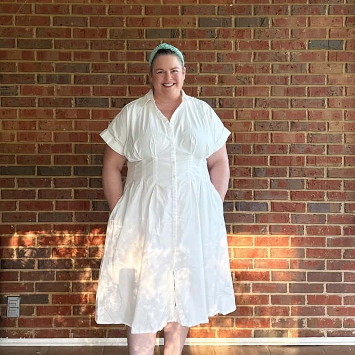 user image by @rebeccaelizabethlee, Women's Short Sleeve Pleated Midi Shirtdress - Ava & Viv™