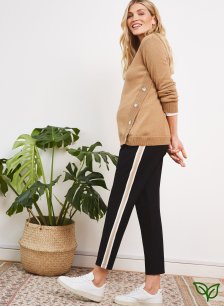 Shop Isabella Oliver Fae Ponte Maternity Pant with LENZING™ ECOVERO™-Black with Soft White & Camel and more